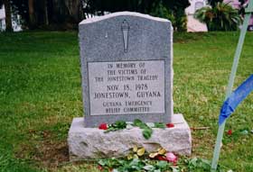 Jonestown Memorial Headstone