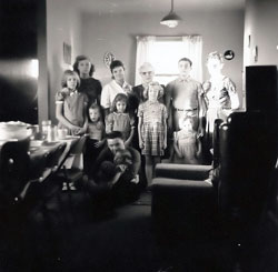 One of our last family get-togethers before Edith left for California with Peoples Temple. Edith is in the back row center, and I am standing right in front of her in the plaid dress. 