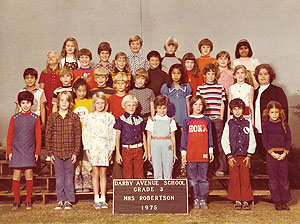 Mrs. Robertson's Third Grade Class. Mark Fields, front row, second from right; Stuart Harrison, third row center